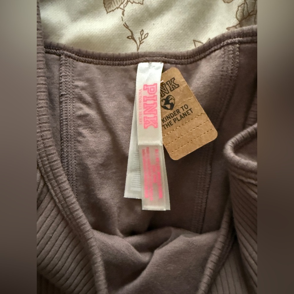 PINK Victoria's Secret Brown Ribbed Tank Top - Picture 3 of 3